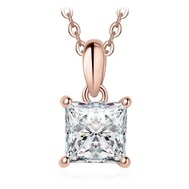 JewelryPalace Solitario 1ct collana moissanite oro rosa