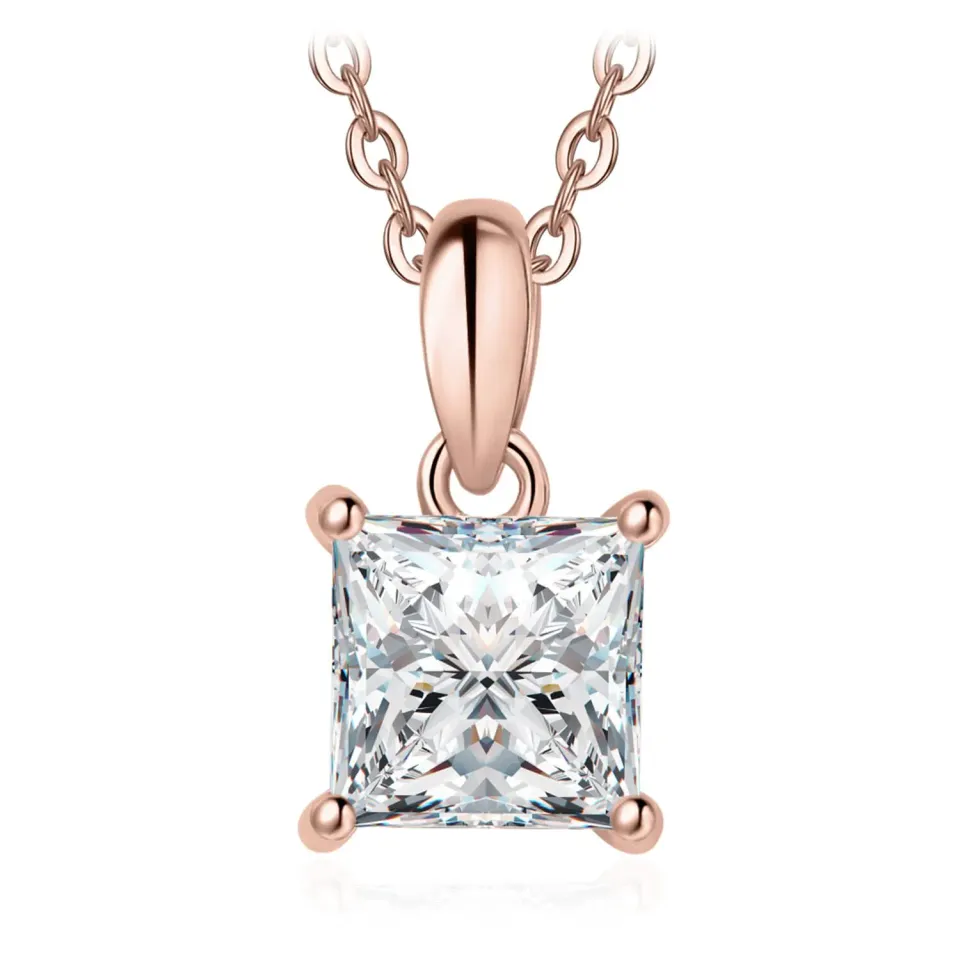 JewelryPalace Solitario 1ct collana moissanite oro rosa
