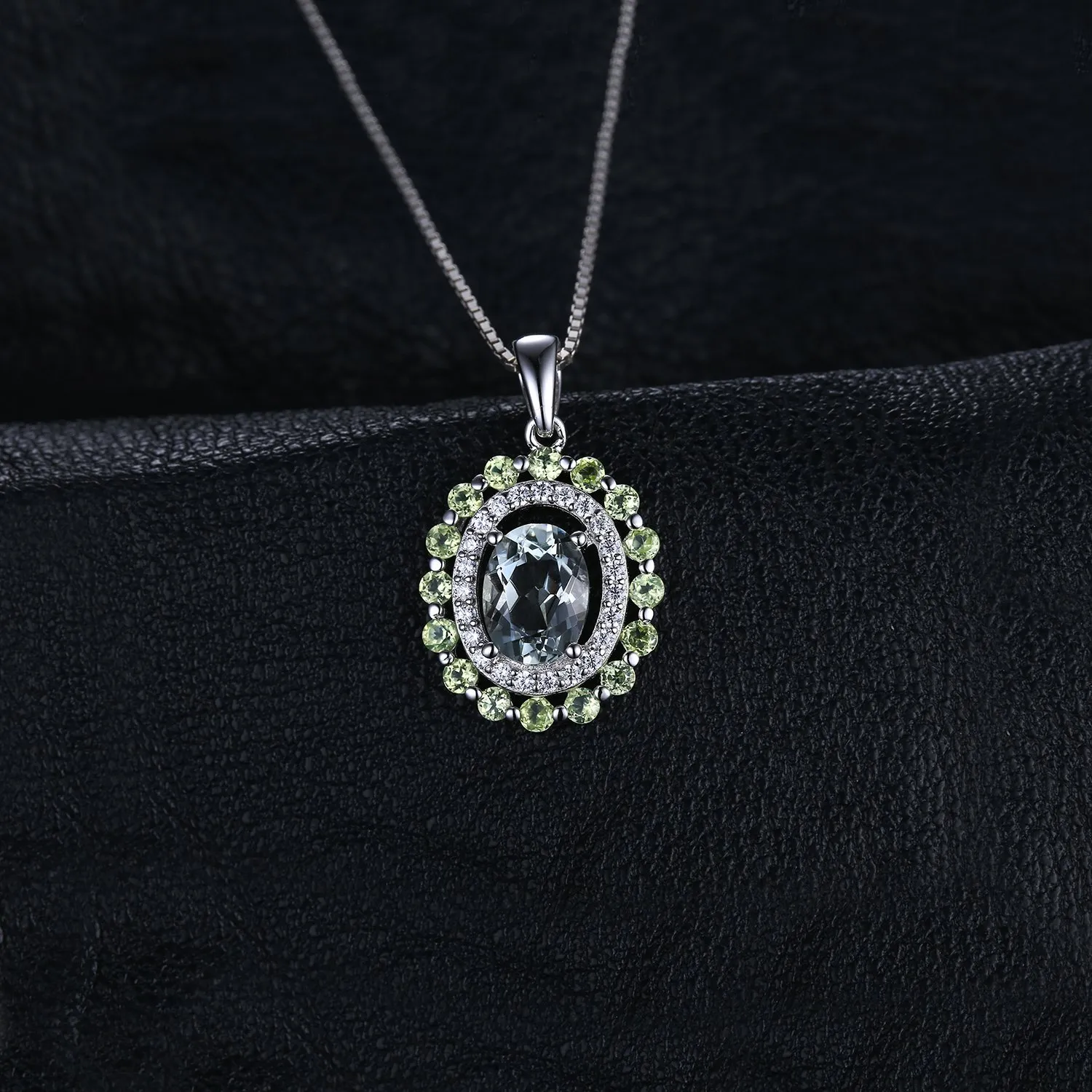 JewelryPalace Ovale Collana Argento 925 Ametista Verde 45cm Tre Ori