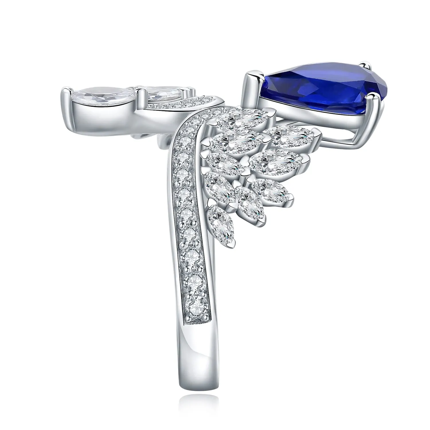 JewelryPalace Solitario 1.77ct Anello Argento Zaffiro Blu Marquise