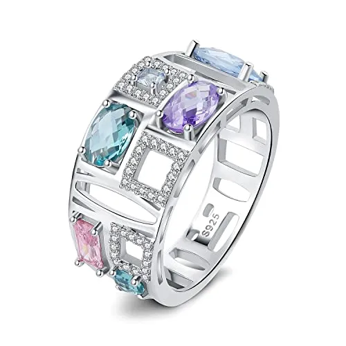 JewelryPalace Arcobaleno anello spinello azzurro ovale