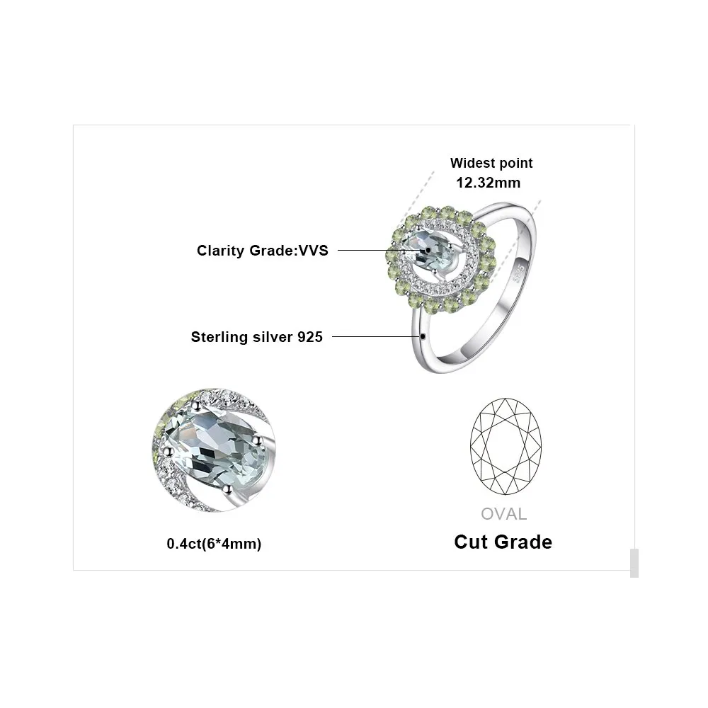 JewelryPalace Halo Anello Ovale Peridoto Verde Argento