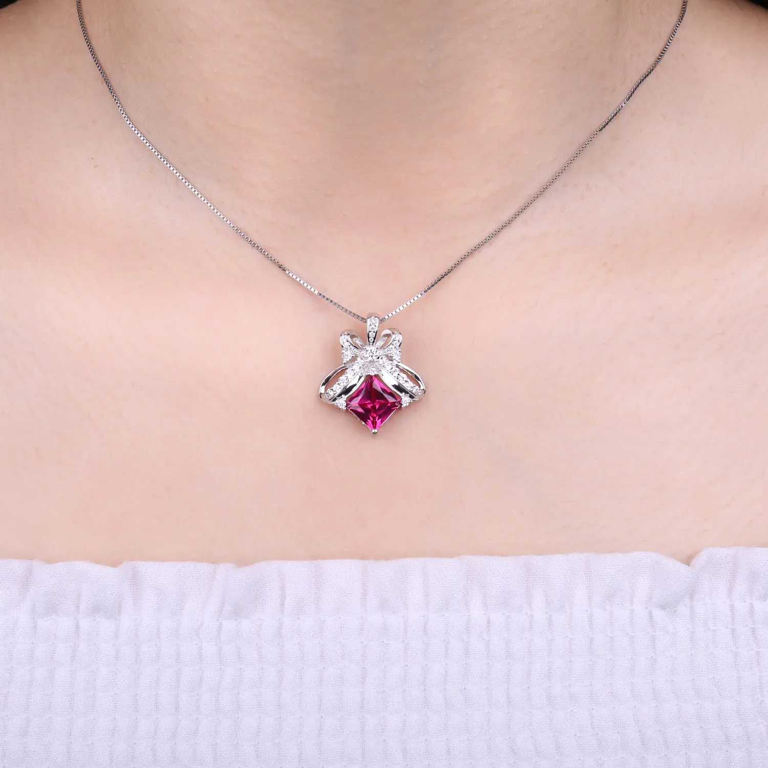 JewelryPalace Farfalla 3.6ct collana argento zaffiro rosa 45cm