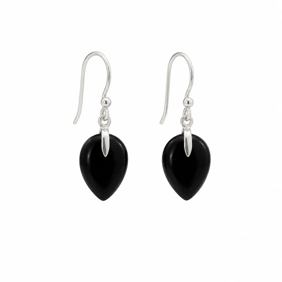 Victoria Jane Black Onyx orecchini goccia argento