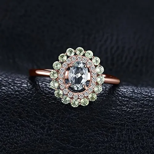 JewelryPalace Halo Anello Ovale Ametista Verde Argento