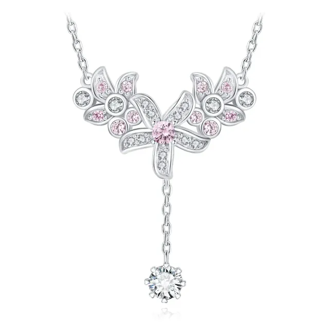 JewelryPalace Vintage Fiori 0.8ct collana argento rosa
