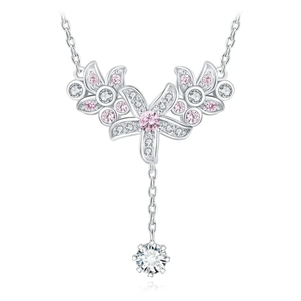 JewelryPalace Vintage Fiori 0.8ct collana argento rosa