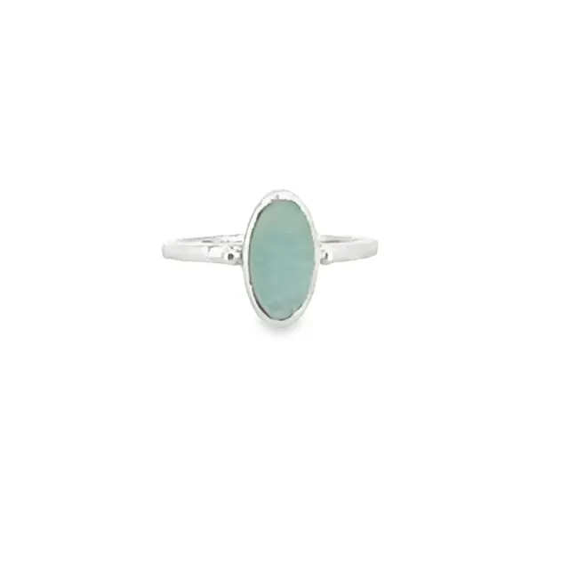 Victoria Jane Oval Blue Chalcedony anello argento pietra ovale