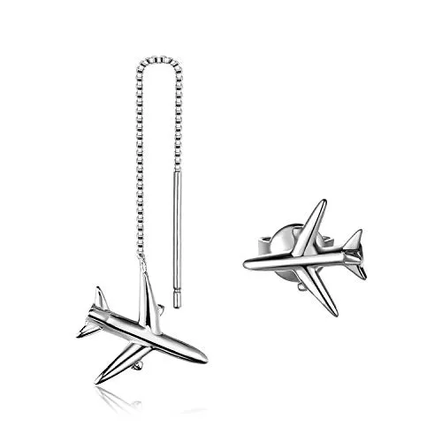 JewelryPalace Asimmetrici orecchini argento filo lungo bottone