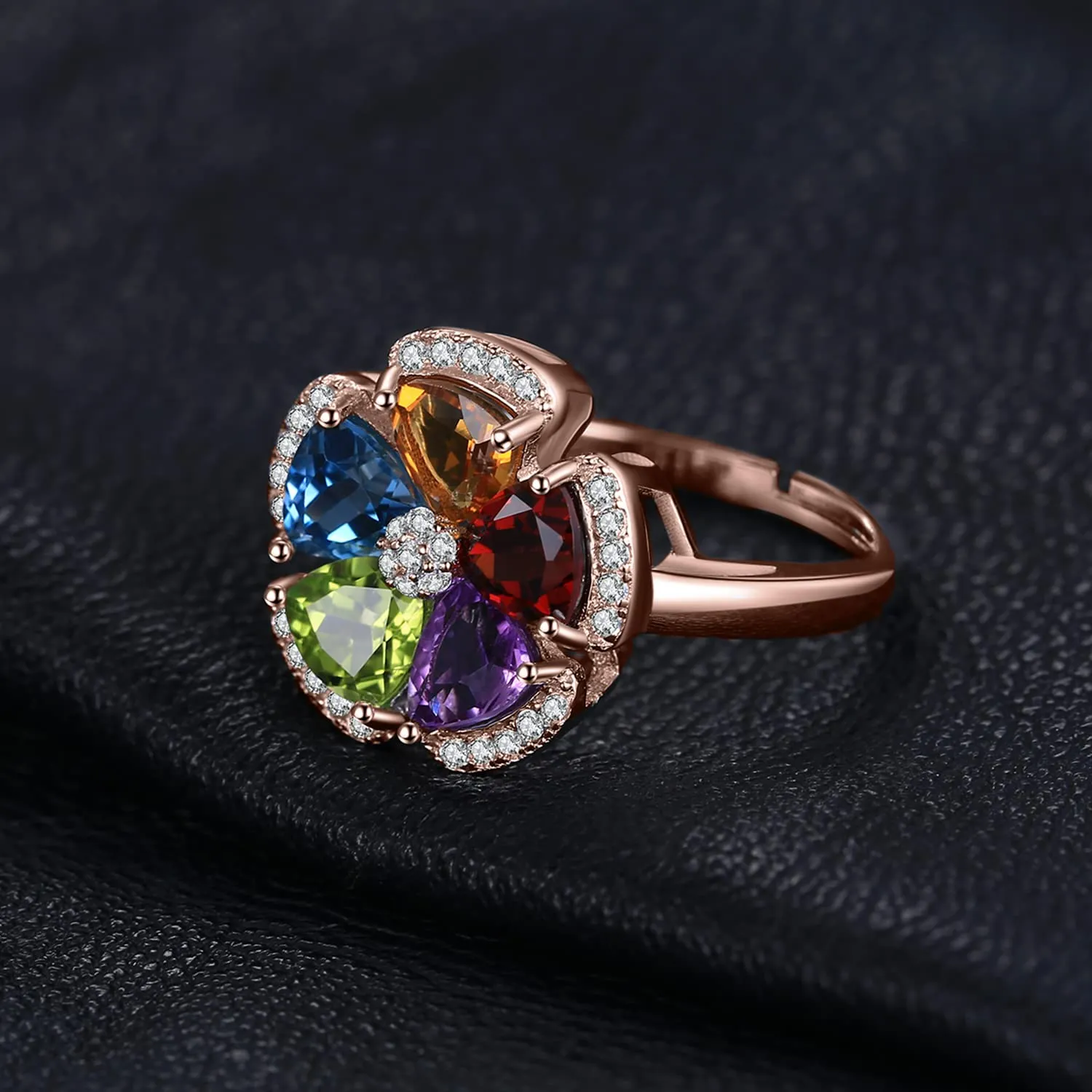 JewelryPalace Fiore 2.6ct Anello Cocktail Oro Rosa pietre miste