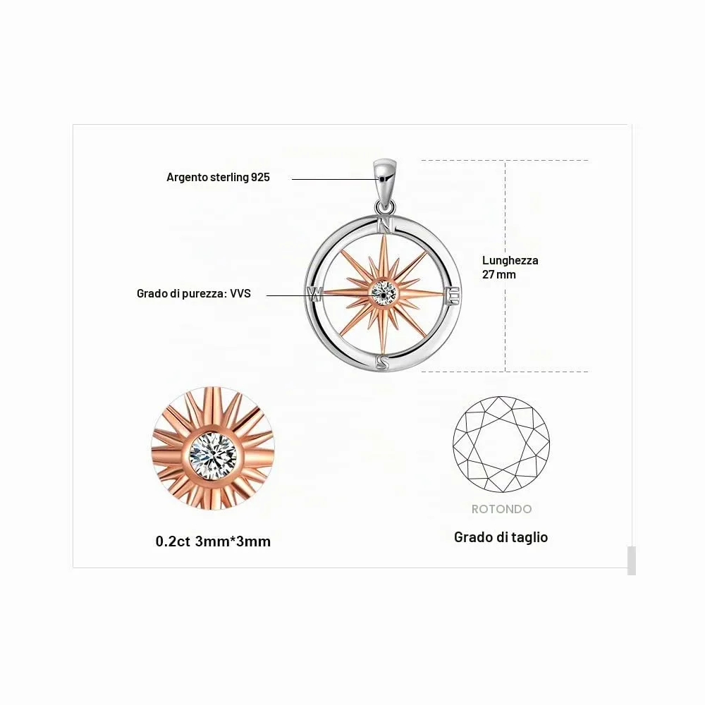 JewelryPalace Rosa dei Venti collana argento zirconi 45cm