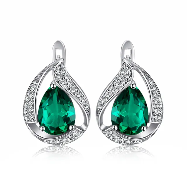 JewelryPalace 3.7ct Pera hoop orecchini argento smeraldo