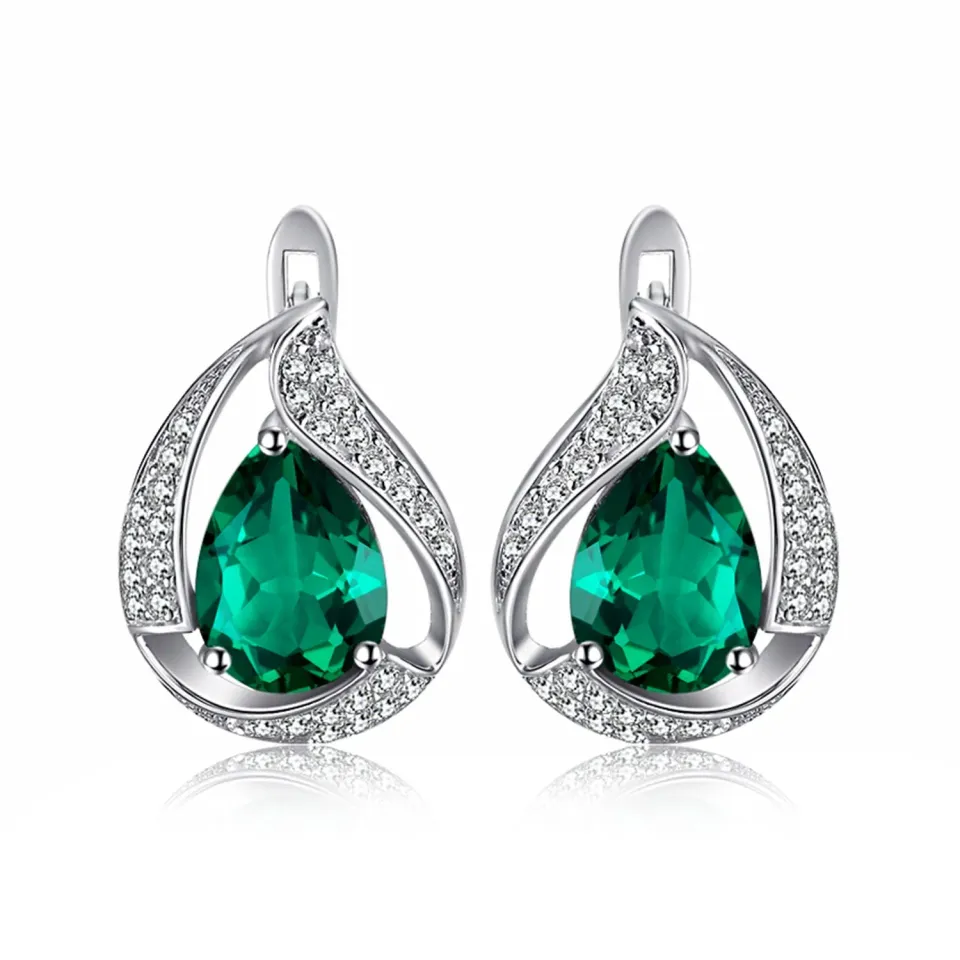 JewelryPalace 3.7ct Pera hoop orecchini argento smeraldo