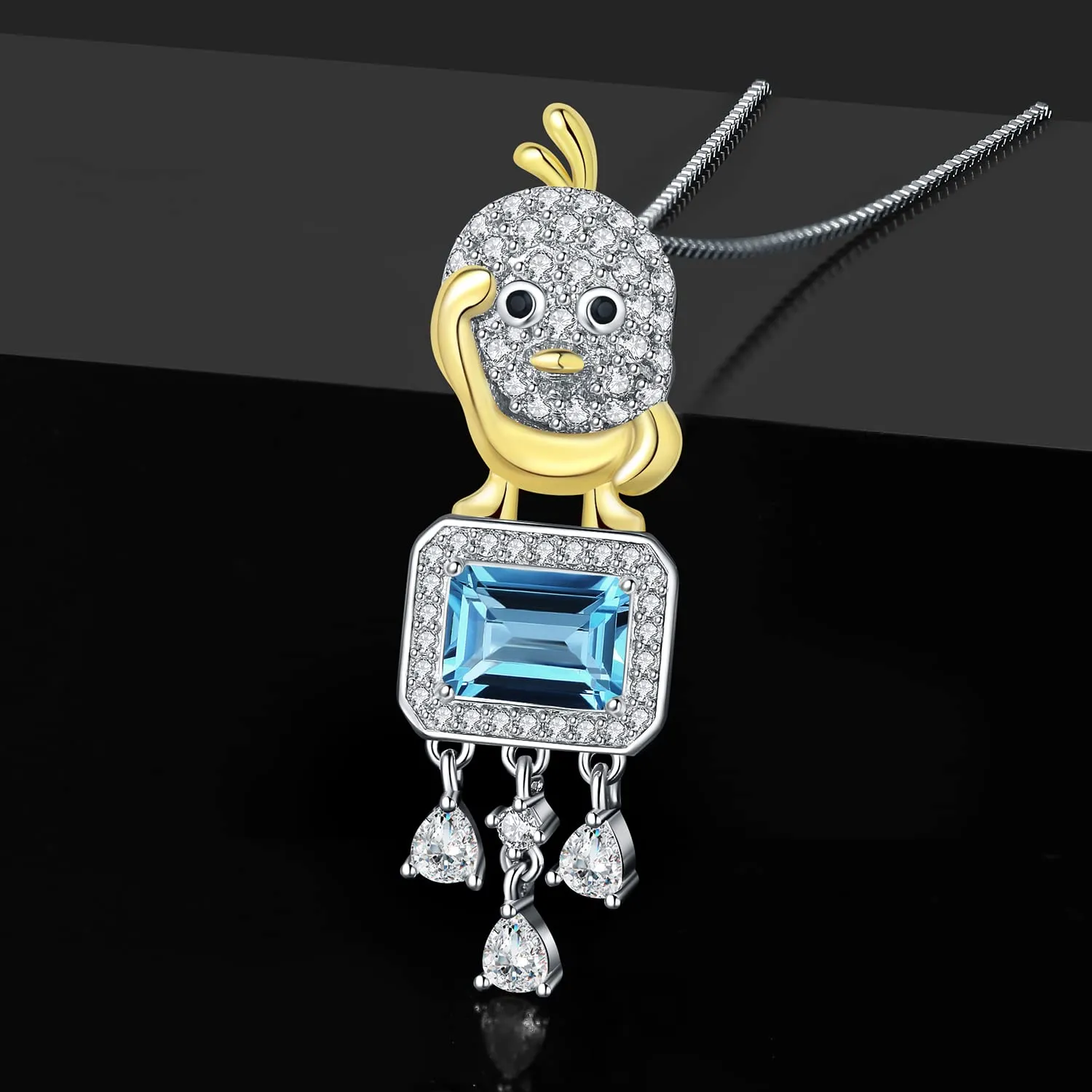 JewelryPalace collana 1.8ct topazio blu catena 45cm