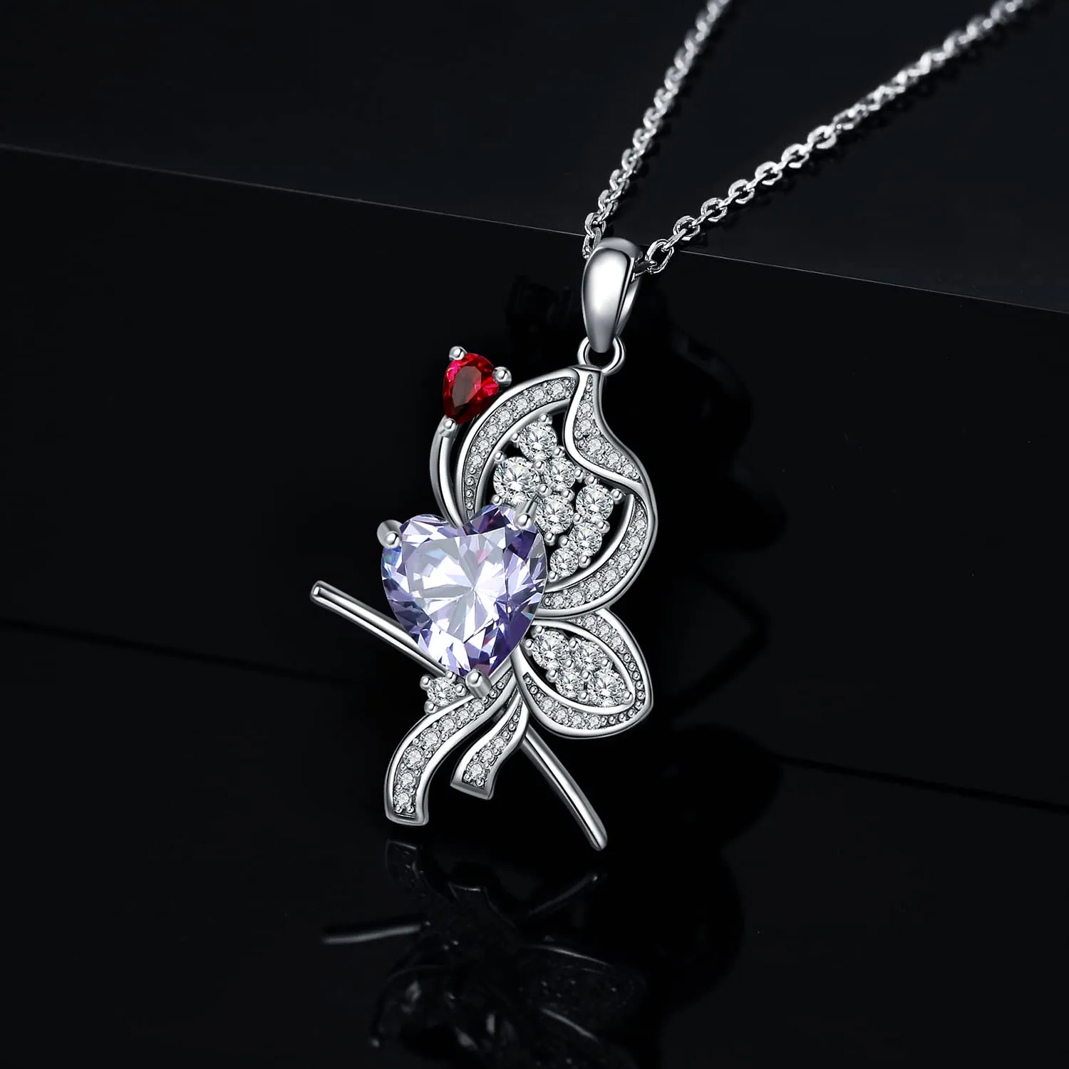 JewelryPalace Farfalla 1.5ct Collana Argento 925 Viola