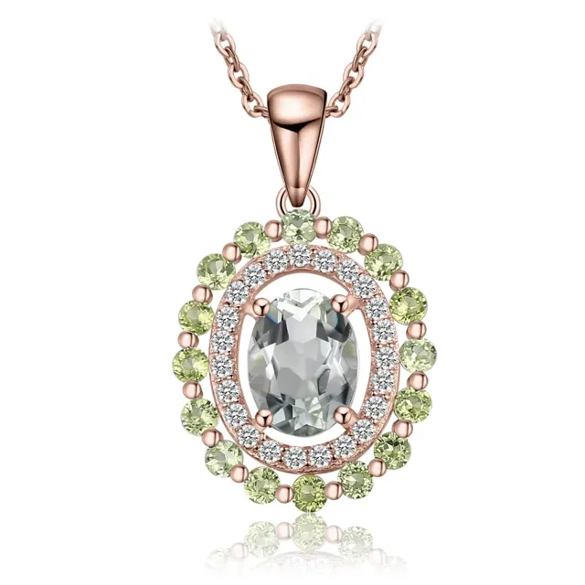 JewelryPalace Ametista Verde collana argento ovale 2ct catena 45cm