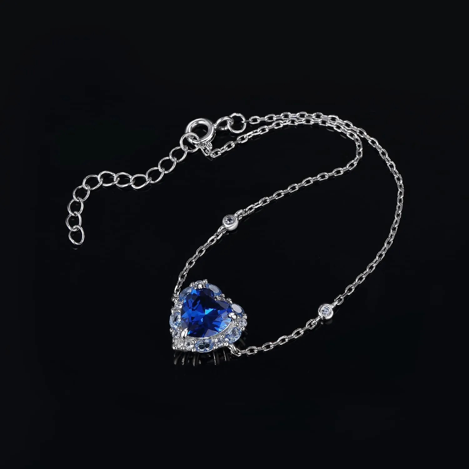 JewelryPalace Cuore 4.1ct Bracciale Argento 925 Zirconia Blu