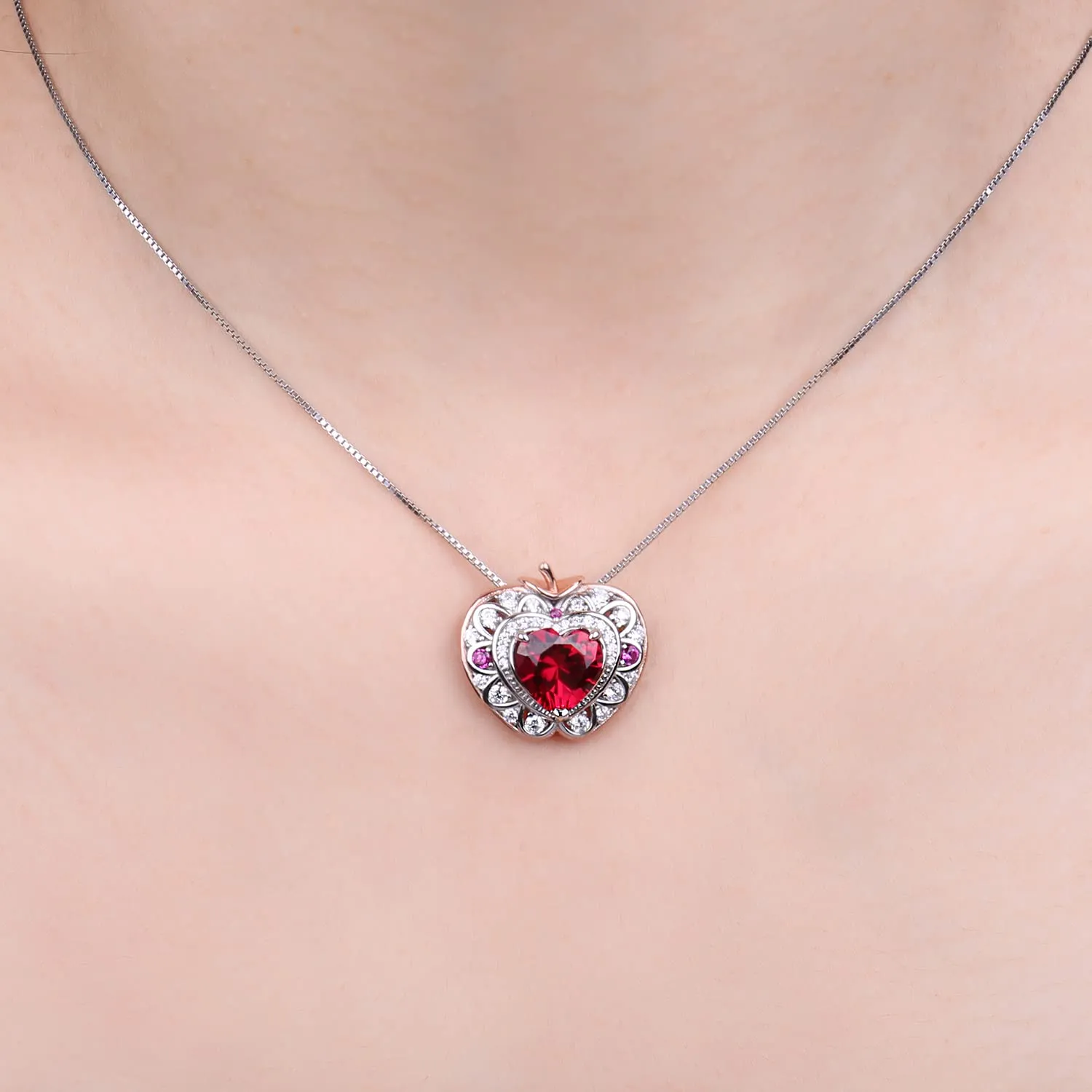 JewelryPalace Mela 1ct Collana Oro Rosa Rubino Cuore 45cm