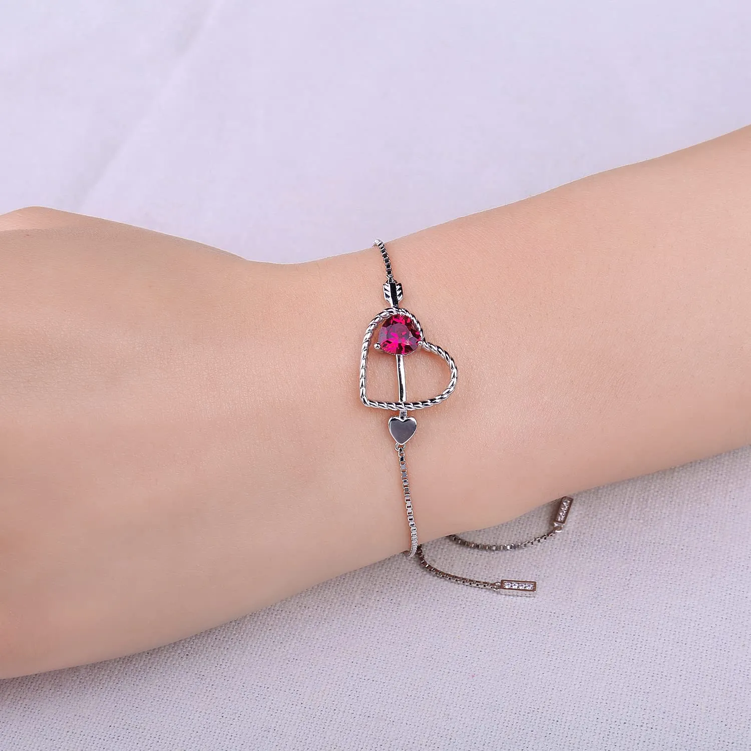 JewelryPalace Cuore Rosso 0.9ct Bracciale Argento