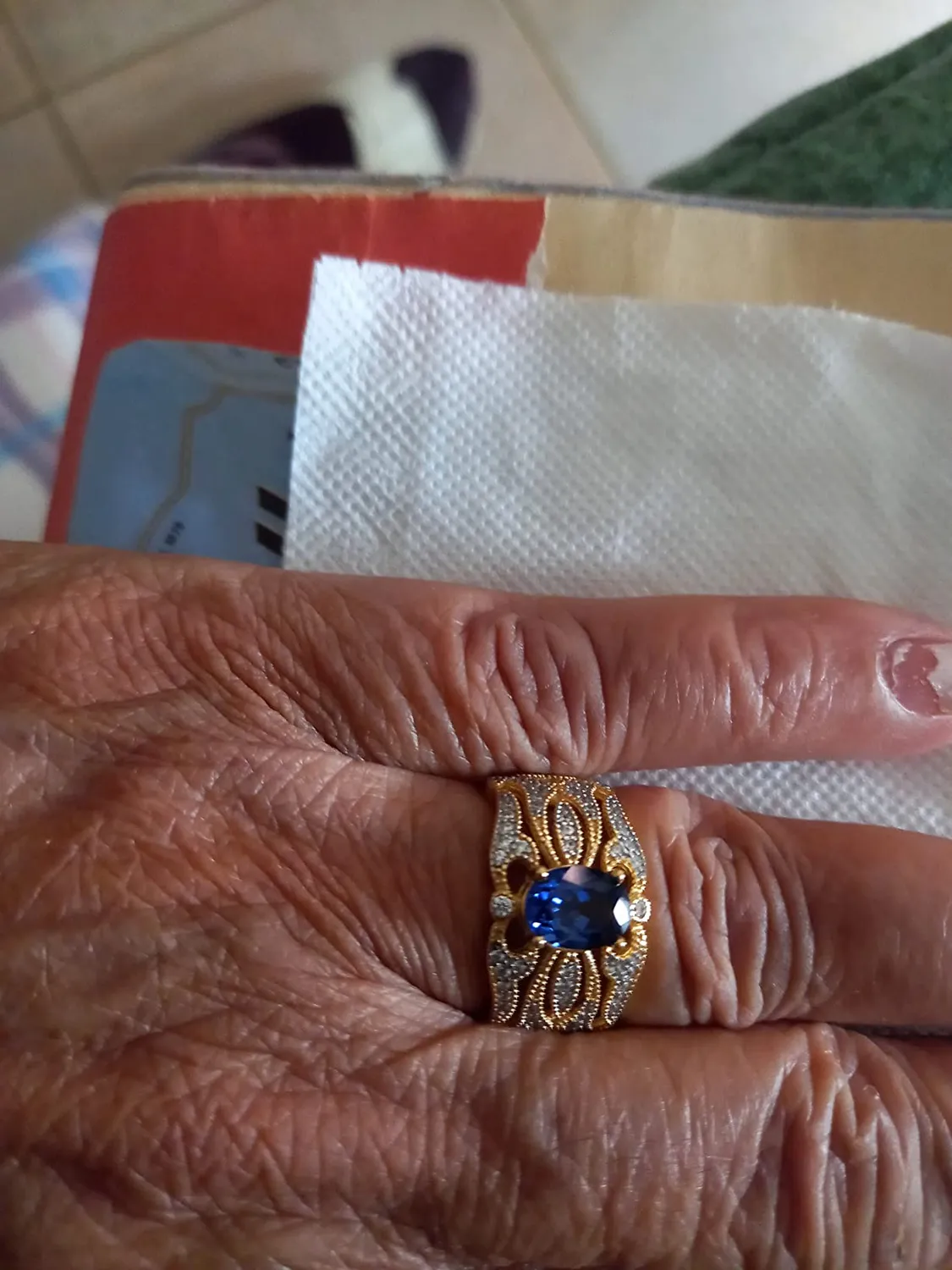 JewelryPalace Vintage Infinito Anello Zaffiro Blu Onda