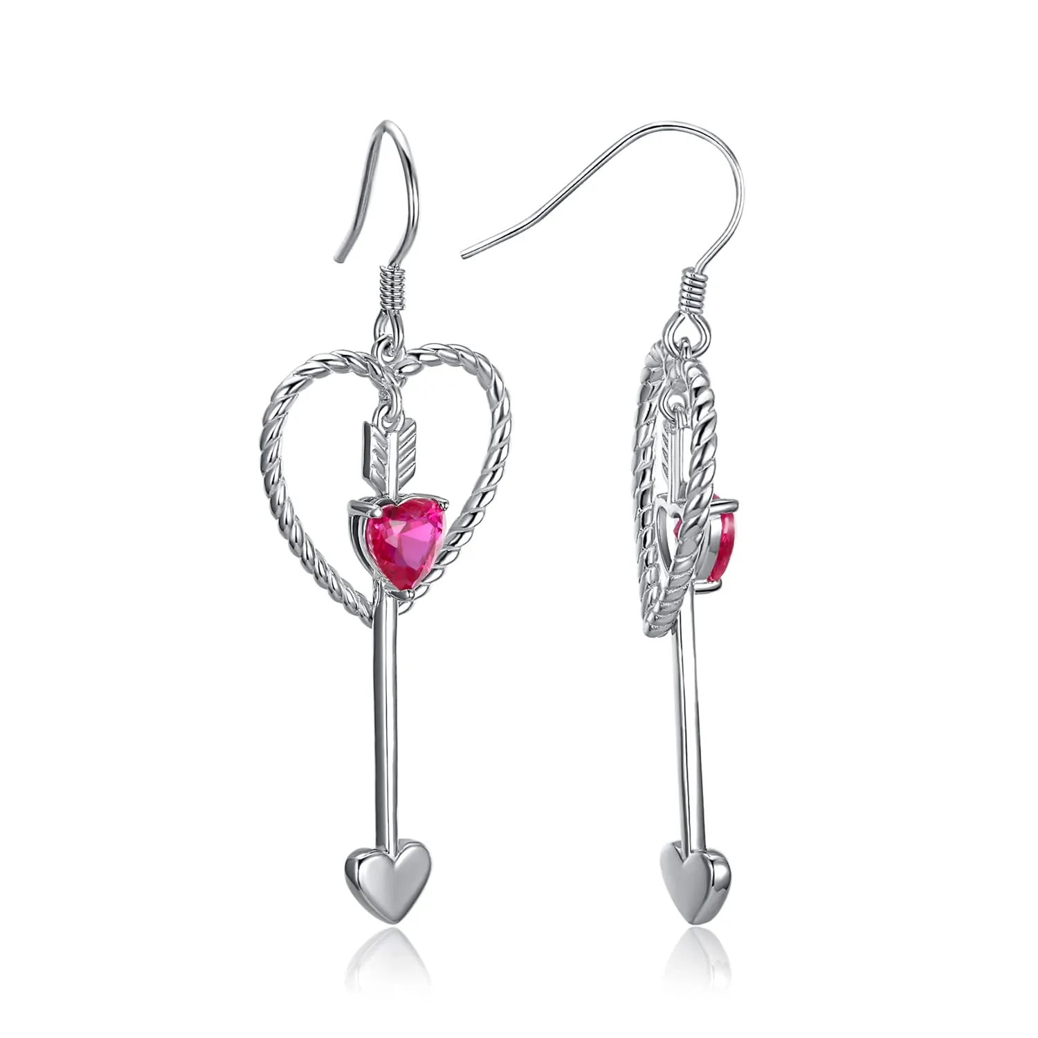 JewelryPalace Cuore Rosso 1.8ct orecchini argento zirconia