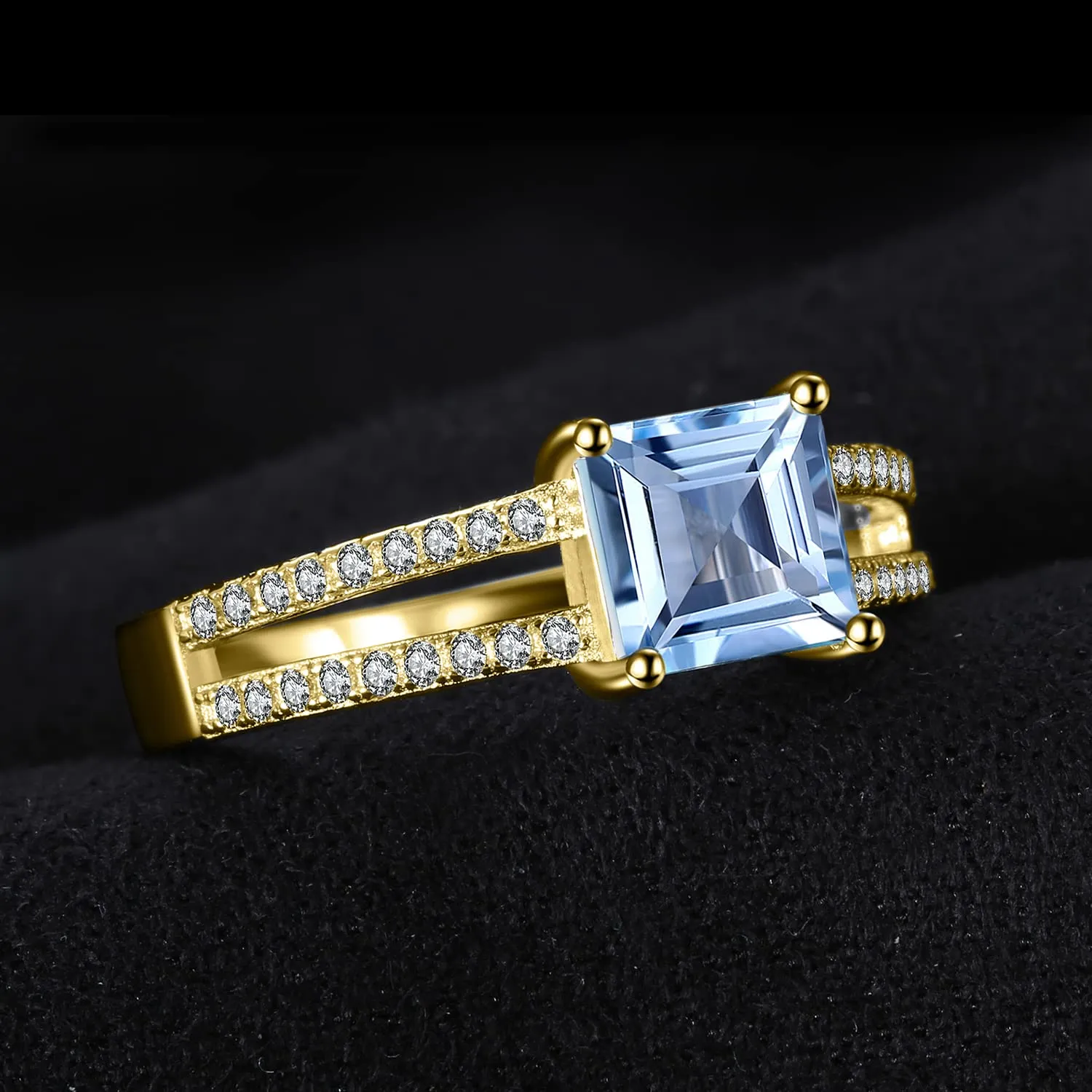 JewelryPalace Solitario Anello Topazio Blu Argento 925