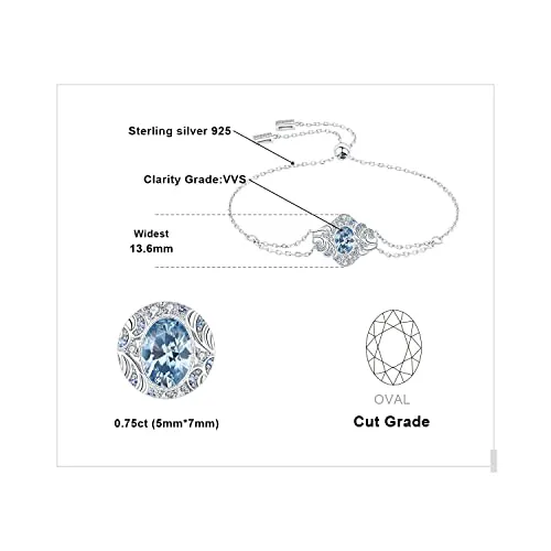 JewelryPalace Onda Mare 0.6ct bracciale argento zirconia azzurra