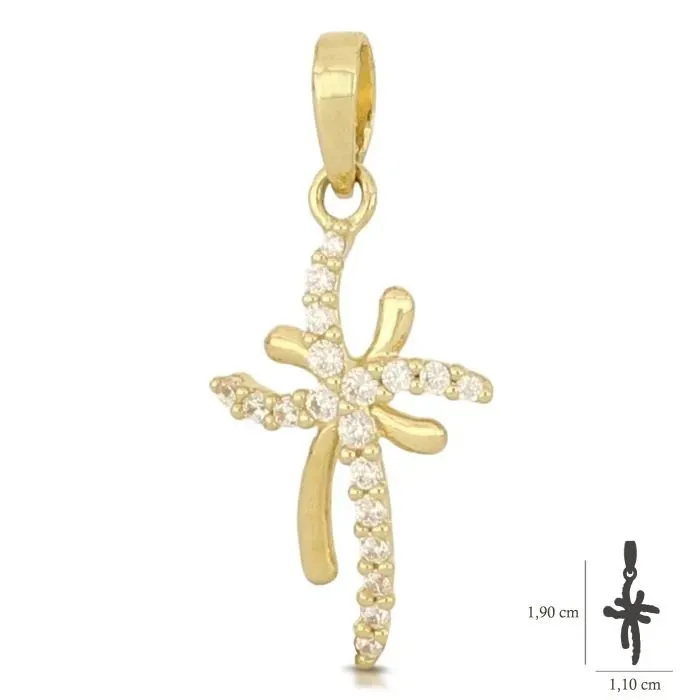 Gioielli Celiento Croce Zirconata Ciondolo Oro Giallo 18Kt