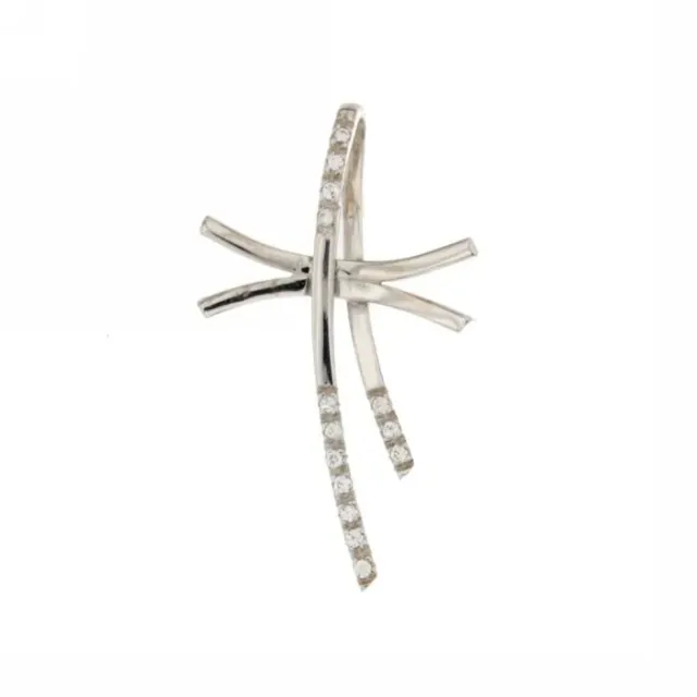 Gioielli Celiento Croce ciondolo oro bianco 18kt zirconi