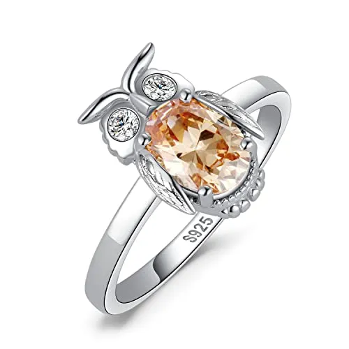 JewelryPalace Gufo anello zirconia gialla ovale argento 925