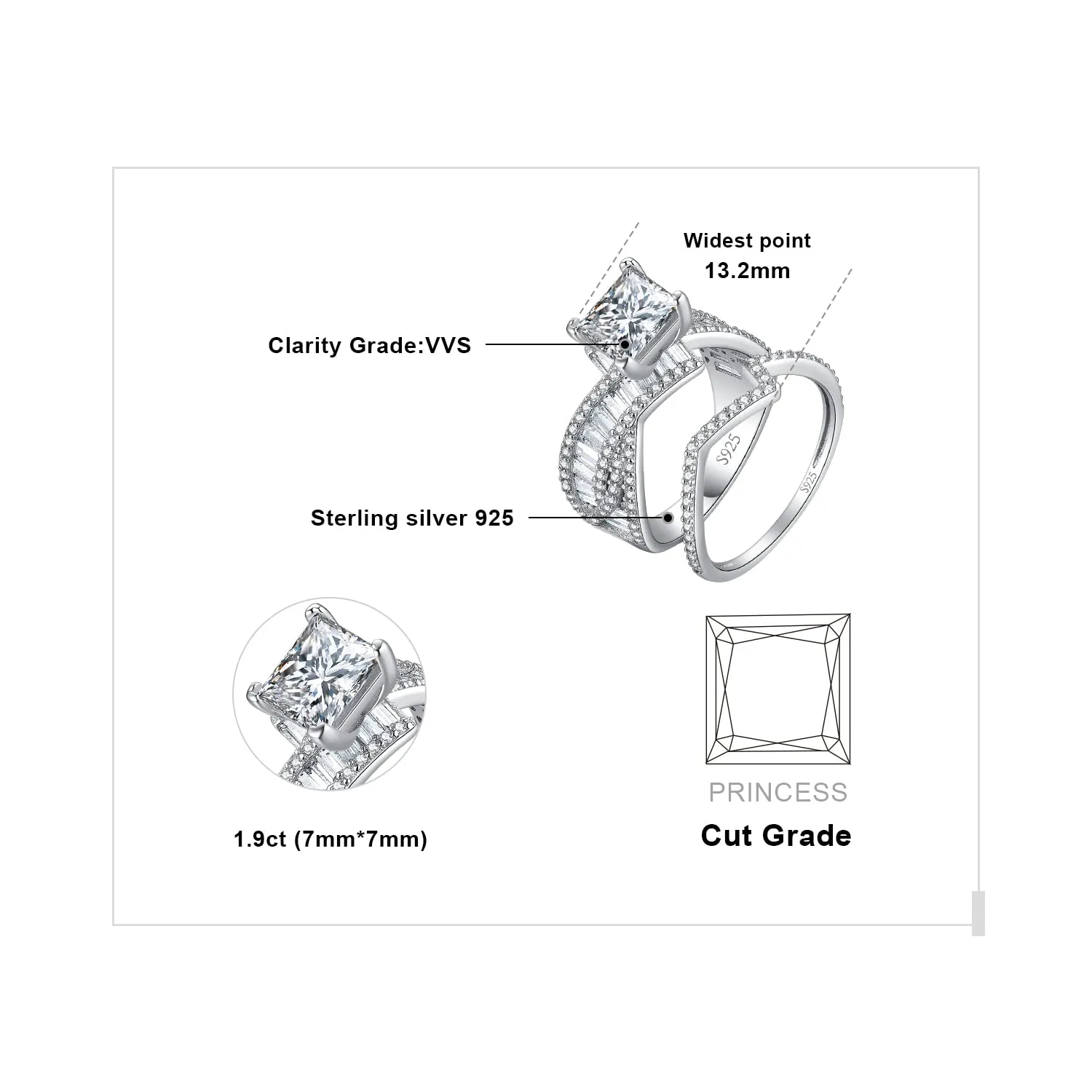 JewelryPalace Vintage Halo Anello Farfalla Zirconia Cuore