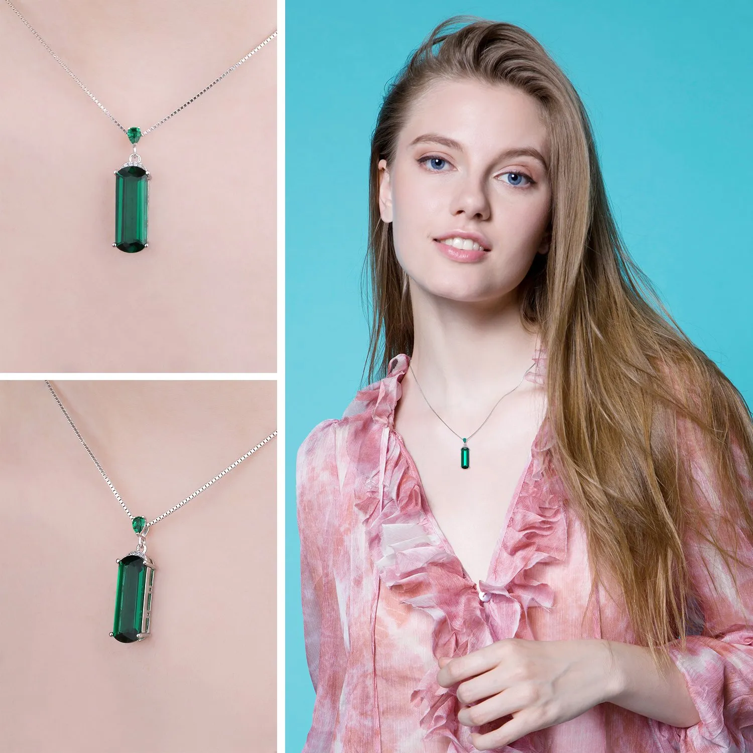 JewelryPalace 4.4ct Smeraldo Collana Argento 45cm Pietra Verde