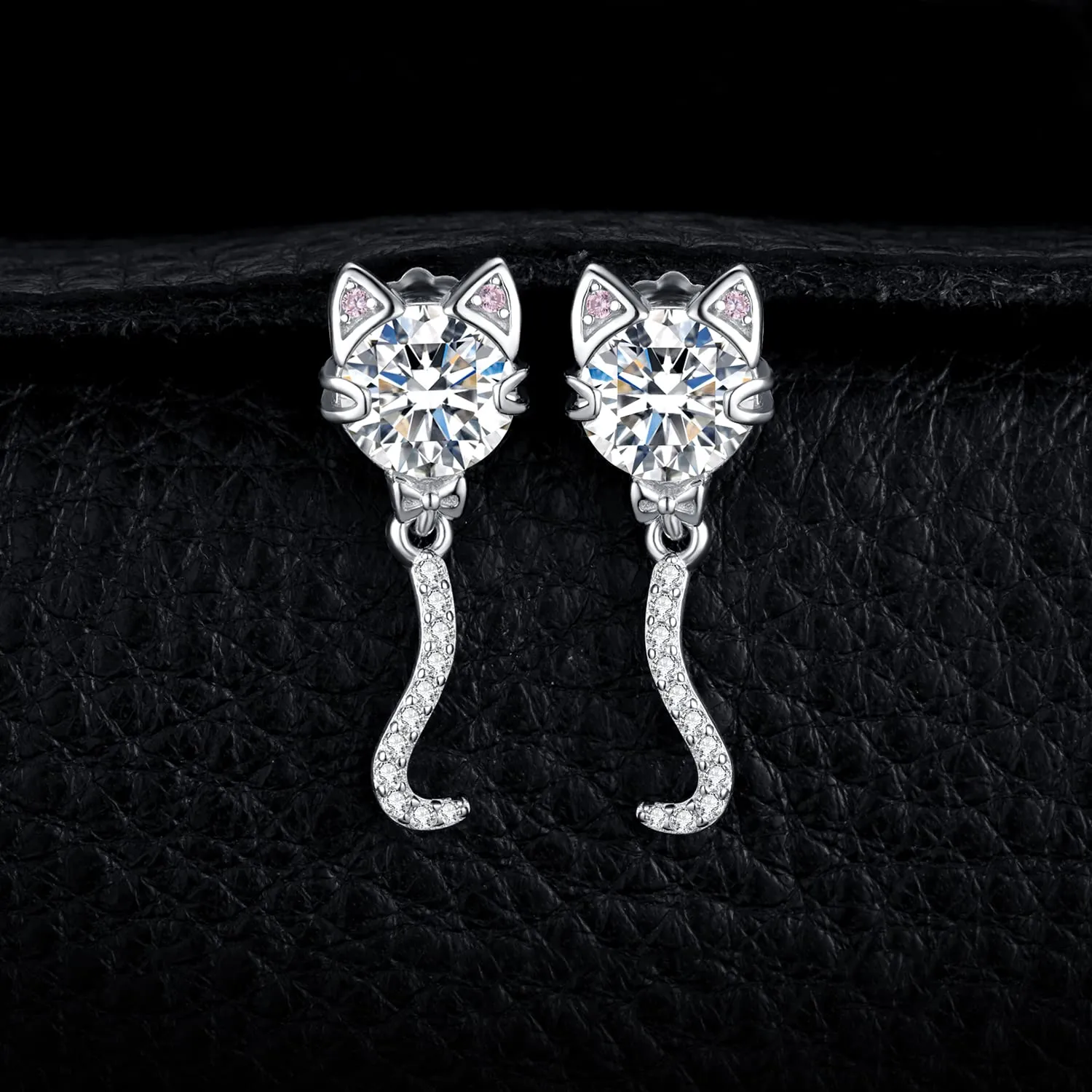 JewelryPalace Gatto 4ct Orecchini Pendenti Argento 925 Zirconia Rosa