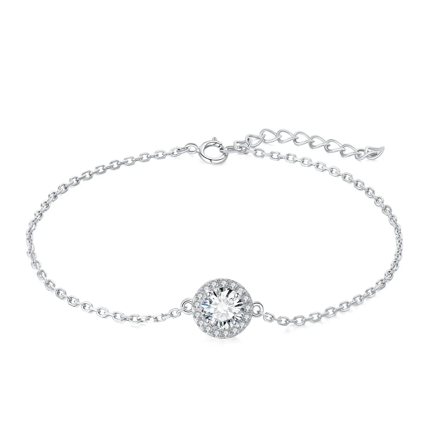 JewelryPalace bracciale halo zirconia oro giallo 1ct argento