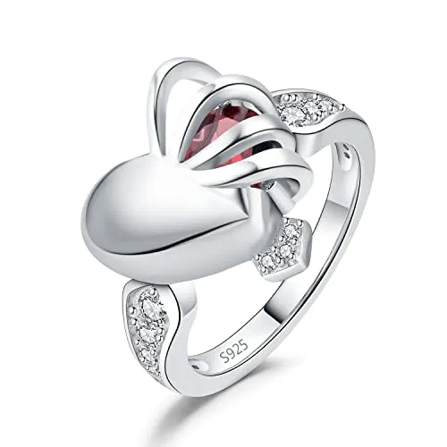 JewelryPalace Cuore Granato anello argento pietra rossa