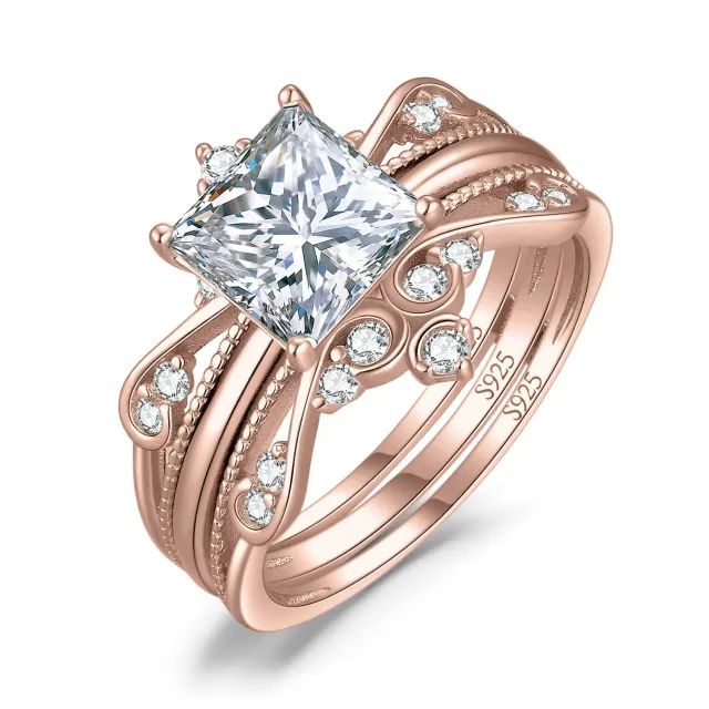 JewelryPalace Vintage Anello Oro Rosa Principessa 2ct