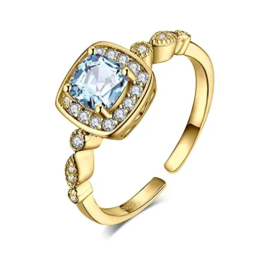 JewelryPalace Halo anello argento placcato oro topazio