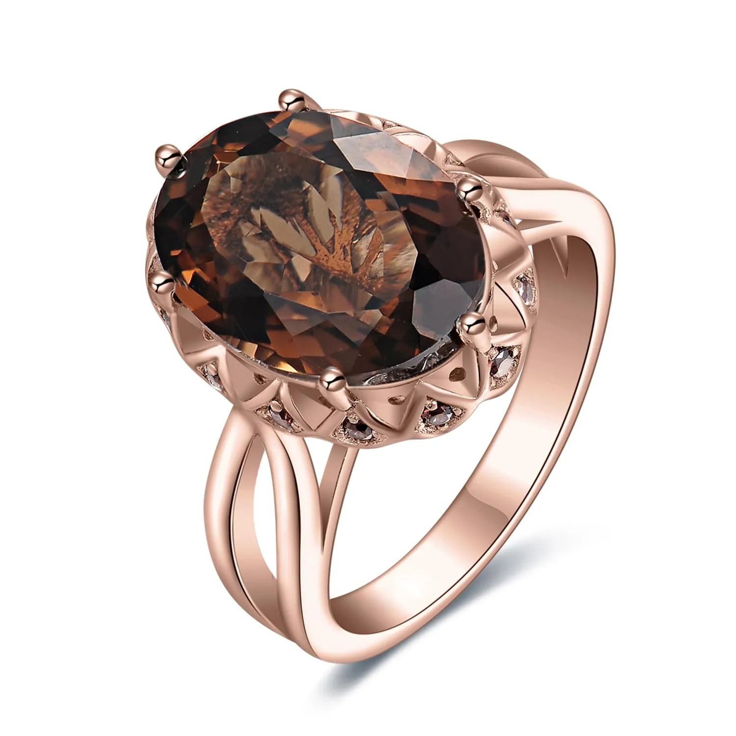 JewelryPalace 5.7ct Ovale anello argento quarzo fume