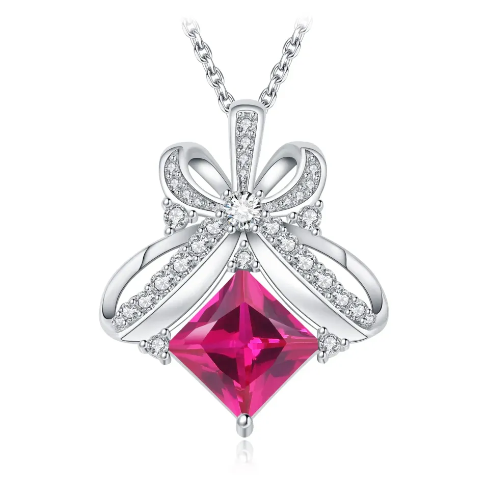 JewelryPalace Farfalla 3.6ct collana argento zaffiro rosa 45cm