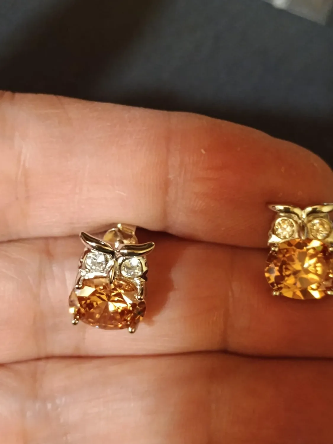 JewelryPalace Gufo orecchini argento zirconia gialla