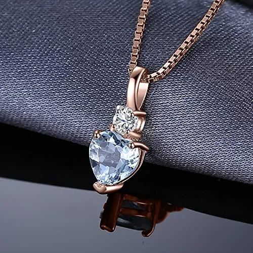 JewelryPalace 0.8ct collana cuore acquamarina oro rosa 14k 45cm