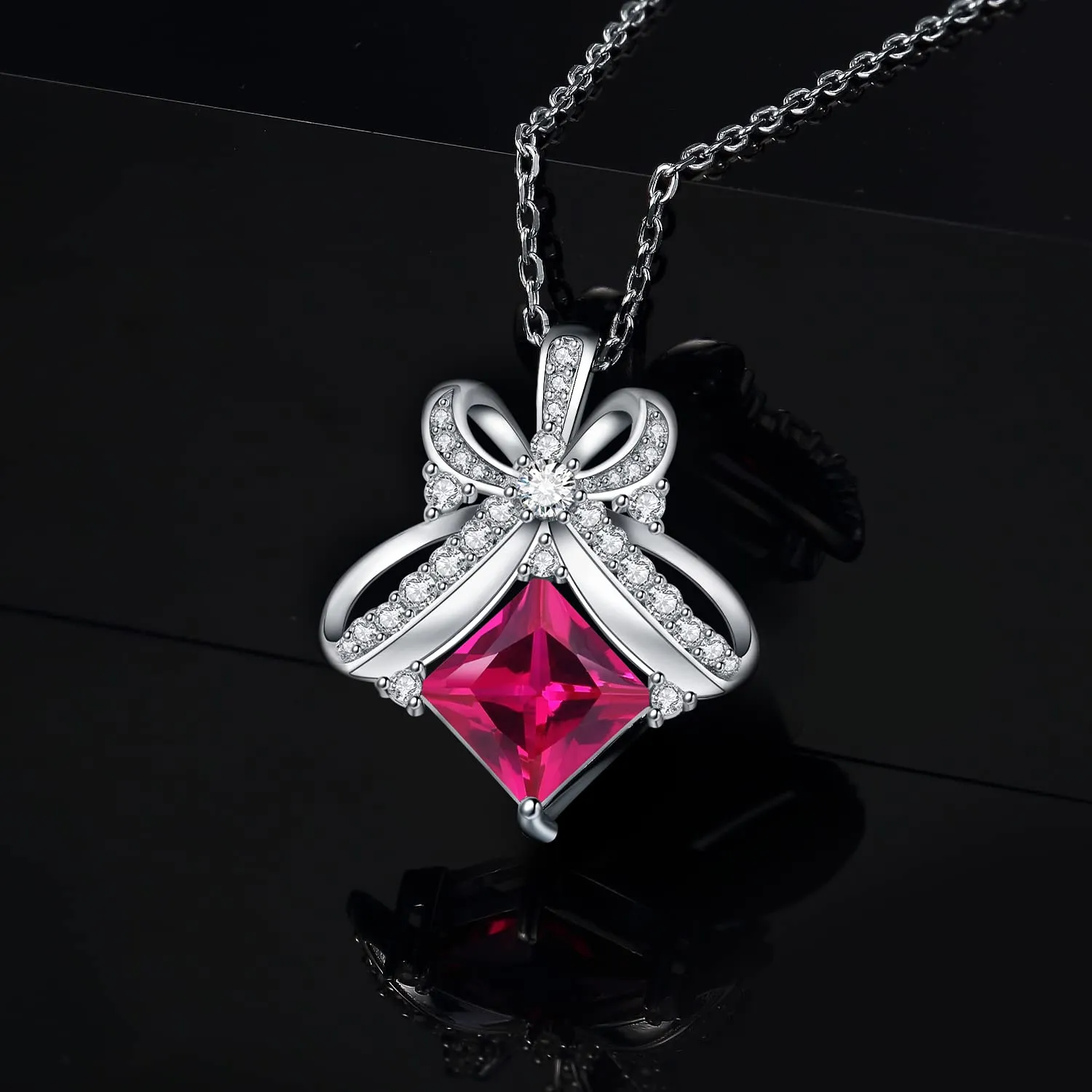 JewelryPalace Farfalla 3.6ct collana argento zaffiro rosa 45cm