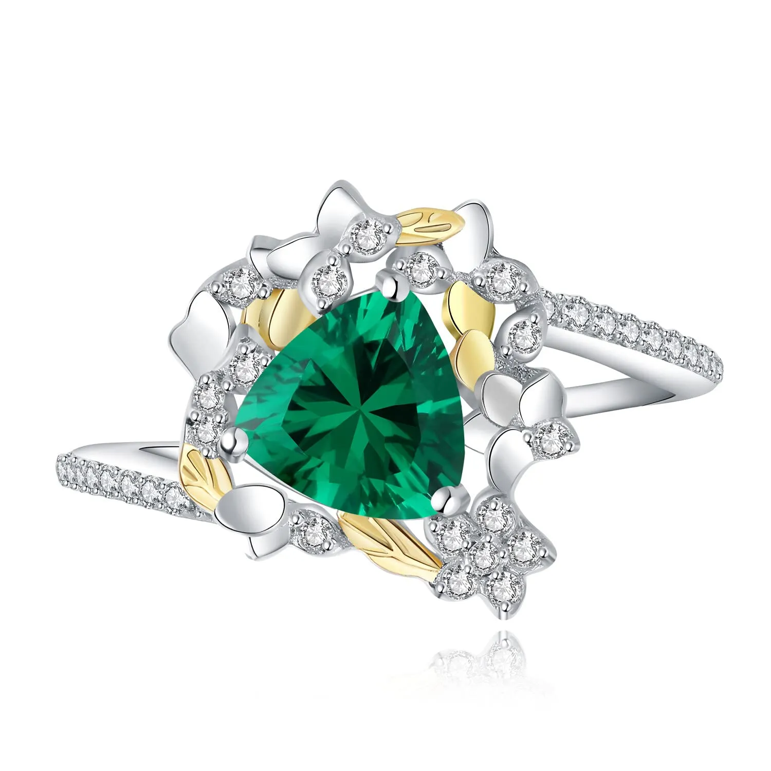 JewelryPalace 1.5ct Anello Argento 925 Smeraldo Verde Triangolo