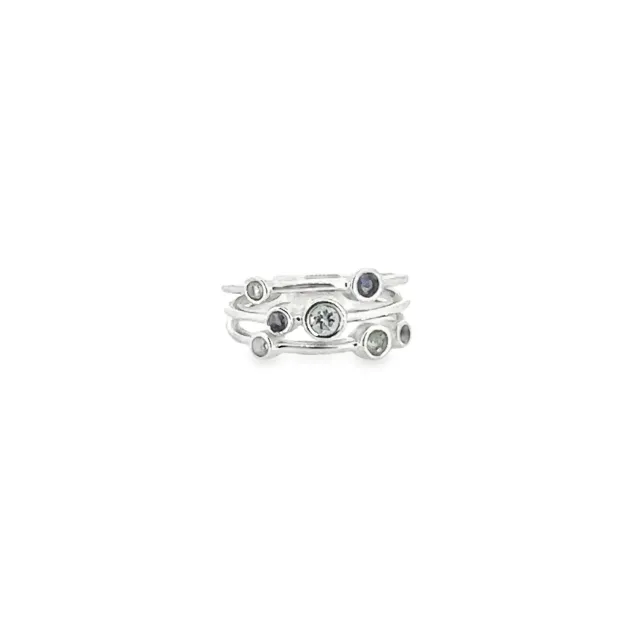 Victoria Jane Iolite Topaz anello argento impilato