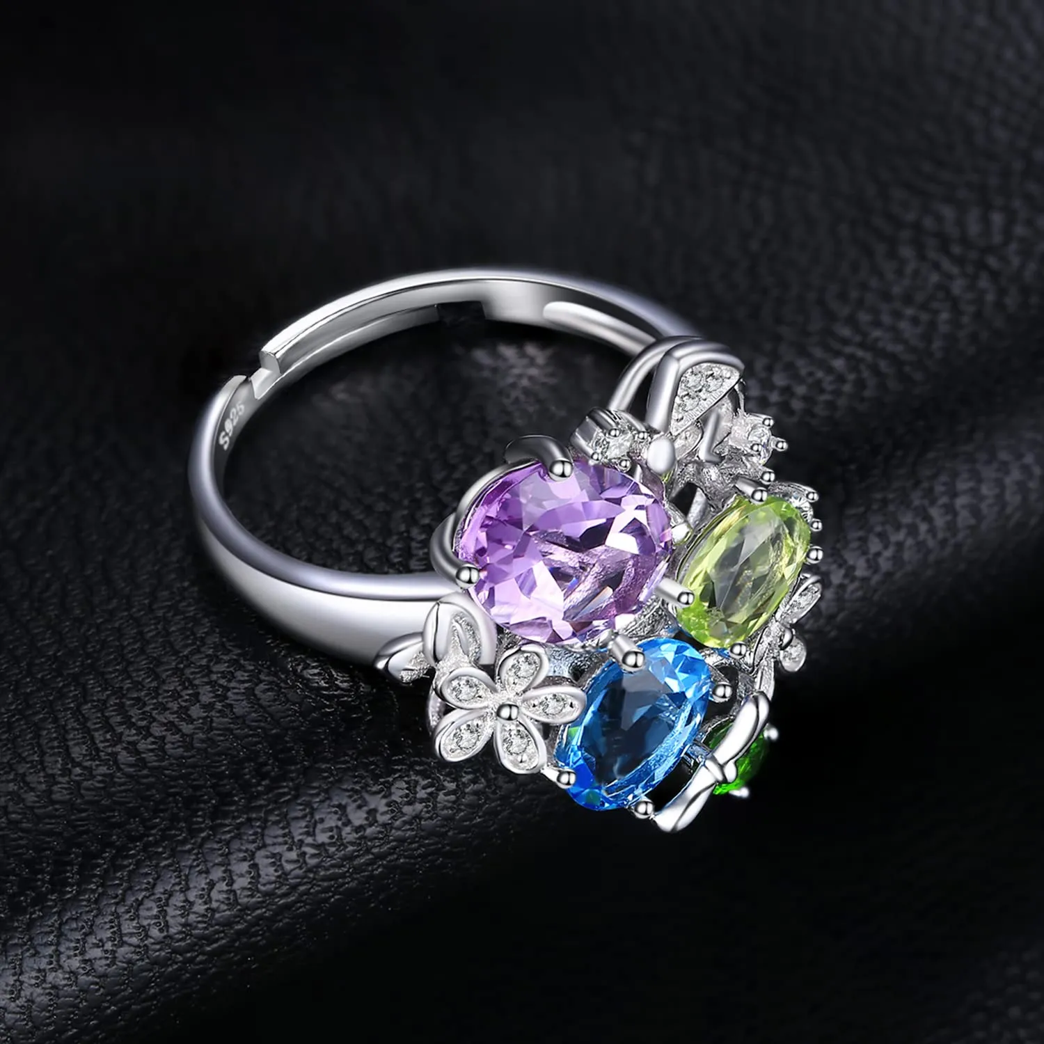 JewelryPalace Naturale Anello Topazio Ametista Peridoto