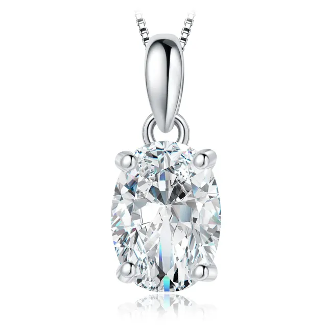 JewelryPalace Solitario Collana Argento 925 Zirconia 2ct Ovale