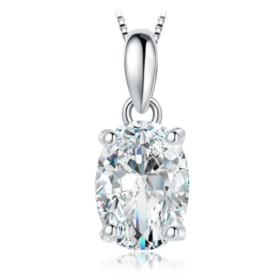 JewelryPalace Solitario Collana Argento 925 Zirconia 2ct Ovale