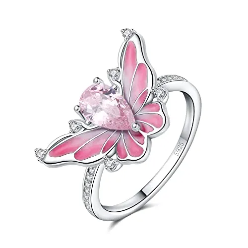JewelryPalace Farfalla 0.2ct Anello Argento Zirconia Rosa