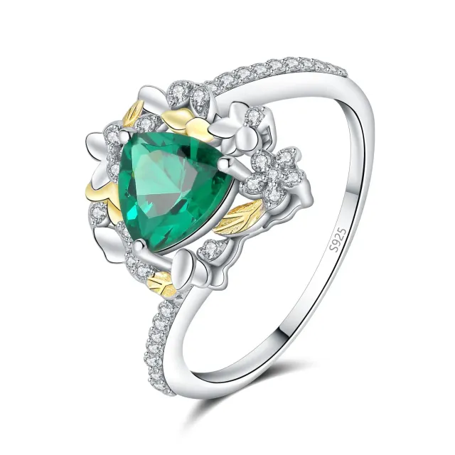 JewelryPalace 1.5ct Anello Argento 925 Smeraldo Verde Triangolo
