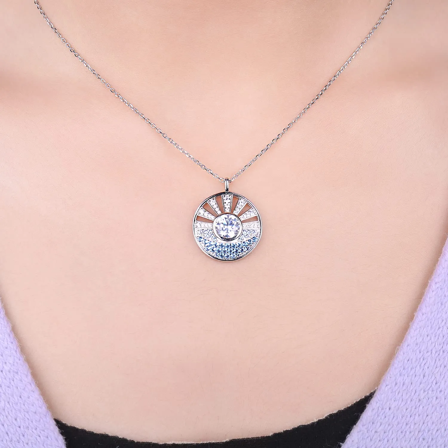 JewelryPalace Sole Mare collana argento 925 zirconia blu 1.6ct 45cm